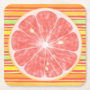 Grapefrukt Citrus Slice på Rand Underlägg Papper Kvadrat