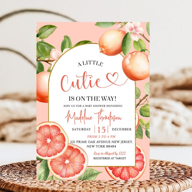 Grapefrukt Citrus Theme Summer Fruit Baby Shower Inbjudningar (Skapare uppladdad)