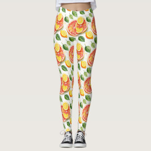 Grapefrukt och citrusfrukter med vattenfärg leggings