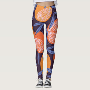 Grapefrukt Vintage, Tropical Fruit Mönster. Leggings