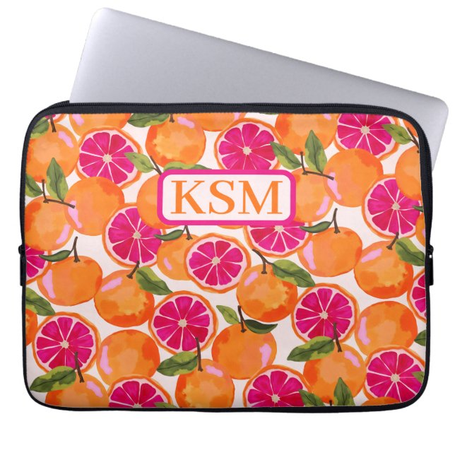 Grapefrukt Watercolor Monogram Laptop Fodral (Framsidan)