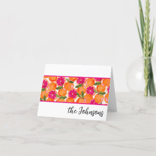 Grapefrukt Watercolor Monogram Tack Kort
