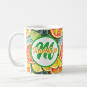 Grapefrukter, citroner, citrusfrukter och Orangar Kaffemugg