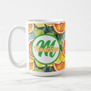Grapefrukter, citroner, citrusfrukter och Orangar Kaffemugg