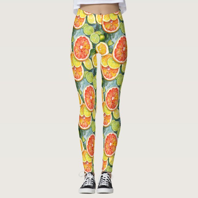 Grapefrukter, citroner, citrusfrukter och Orangar Leggings (Framsida)