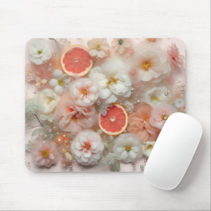Grapefrukter och blommor musmatta