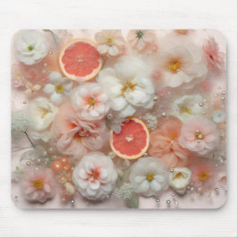Grapefrukter och blommor musmatta
