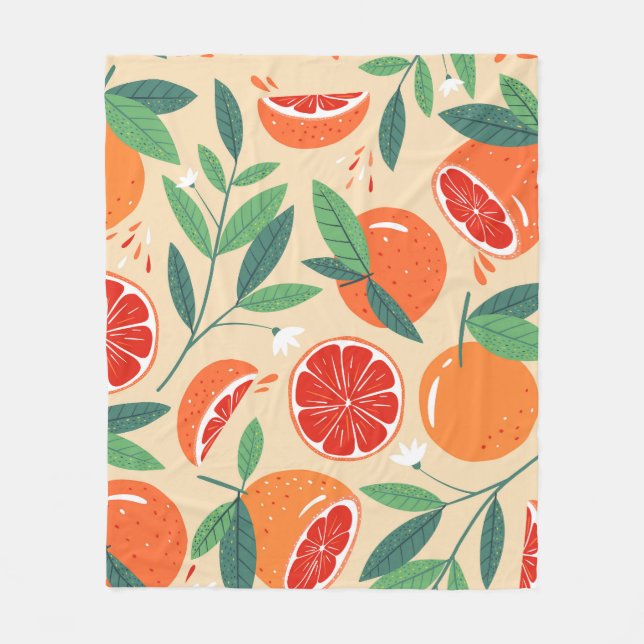 Grapefruktskivor, modern sömlös mönster. fleecefilt (Framsidan)