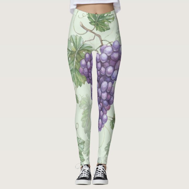 Grapes Watercolor, Fruit Seamless Mönster. Leggings (Framsida)