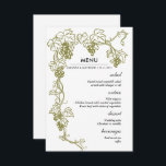 Grapevine Elegant Vineyard | Italien Bröllop Menu Inbjudningar<br><div class="desc">Grapevine Elegant Vineyard | Italien Bröllop Menu</div>