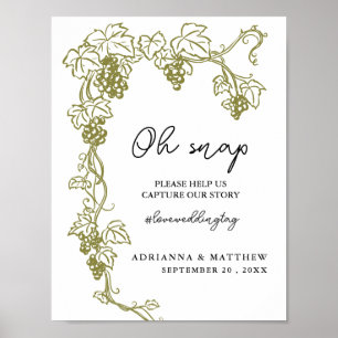 Grapevine Elegant Vineyard Italien Bröllop-tecke Poster