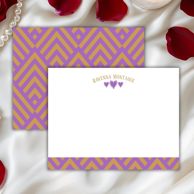 Grapevine Modern Hearts Striped Fans Note Card Anteckningskort (Skapare uppladdad)