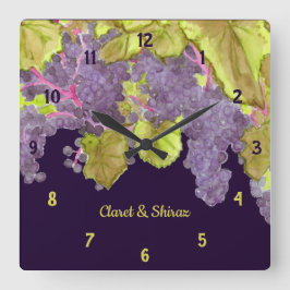 Grapevine Vineyard Lila Fyrkantig Klocka