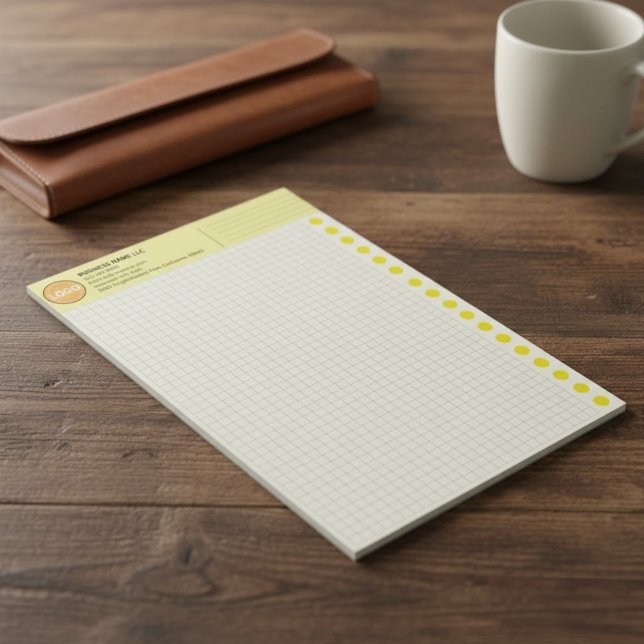 Graph Paper with Logo (Inch Squares) Custom Grid Anteckningsblock (yellow graph paper with logo, custom large grid notepad, branded corporate graph paper)