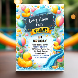 Graph Stänk Bubbles Summer Anka Skum 1:a födelseda Inbjudningar