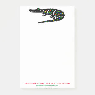 Graphic American CROCODILE - Reptile - Wildlife - Post-it Block