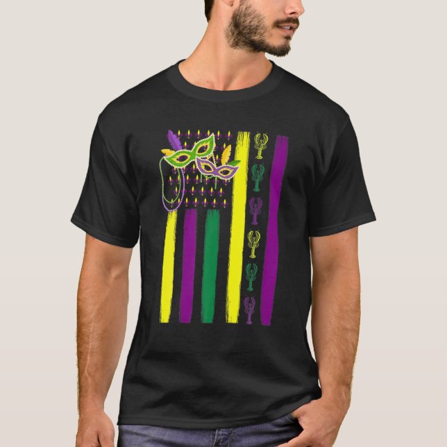 Graphic American Flagga Mardi Gras Carnival Gift C T Shirt (Framsida)