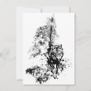 Graphic Art Grått Varg Wildlife Animal Nature Kort