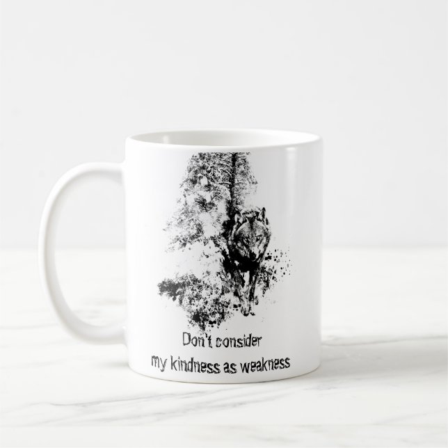 Graphic Art Grått Varg Wildlife Kindness-citat Kaffemugg (Vänster)