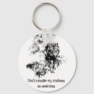 Graphic Art Grått Varg Wildlife Kindness-citat Nyckelring