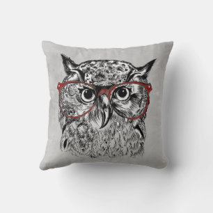 Graphic Art Roligt Wise Uggla Bird Hipster Kudde