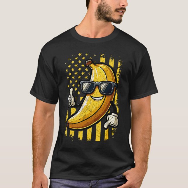 Graphic Bananas Proud Namn Retro American Flagga T Shirt (Framsida)