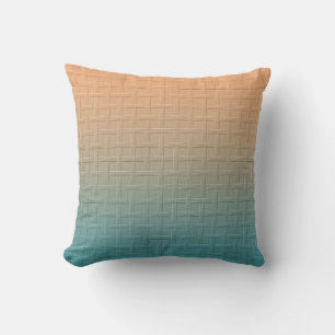 Graphic Basket Weave Mönster Gradient Teal Brown Kudde