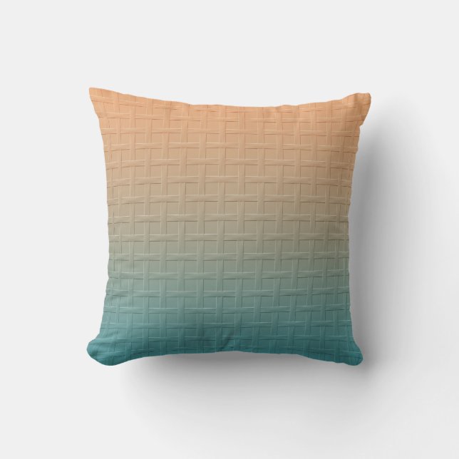 Graphic Basket Weave Mönster Gradient Teal Brown Kudde (Framsida)