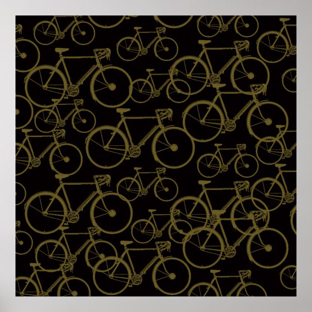 Graphic Bicycles on Black Art Poster (Framsidan)