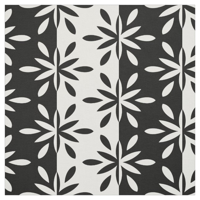 Graphic Black and White Geometric Flower Mönster Tyg (Provkarta)