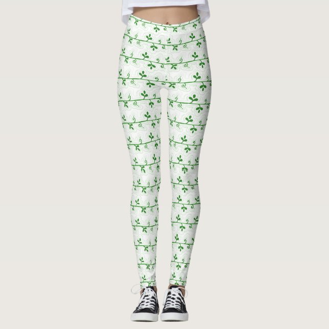 Graphic Blommigt Sömlös Mönster Leggings (Framsida)