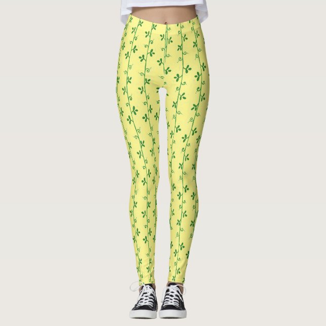 Graphic Blommigt Sömlös Mönster Leggings (Framsida)