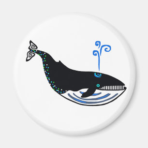 Graphic-Blue WHALE - Endangången djur-Ocean blue Magnet