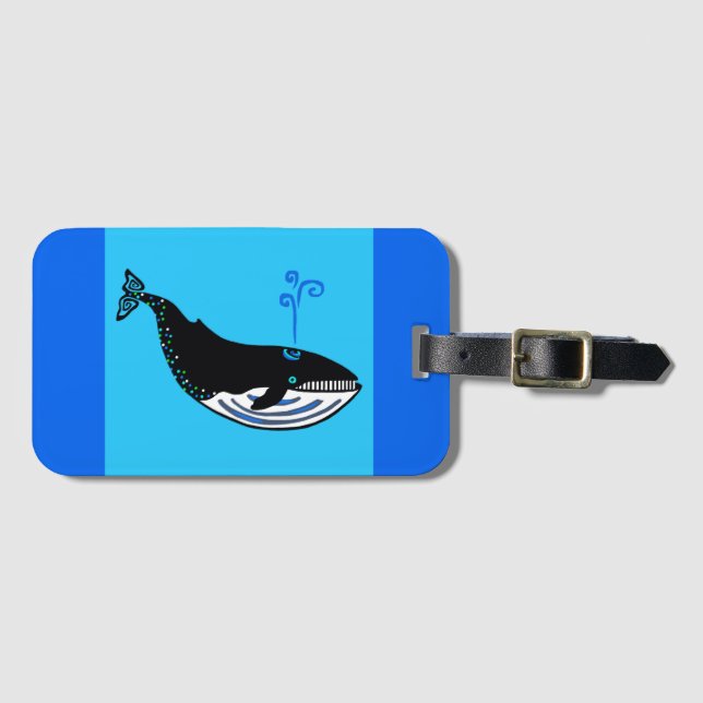 Graphic Blue WHALE - Marine blue Bagagebricka (Framsida horisontal)