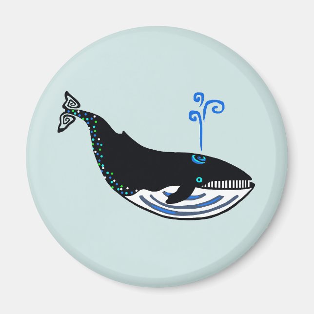Graphic-Blue WHALE - Wildlife - Ocean spray - Magnet (Framsidan)
