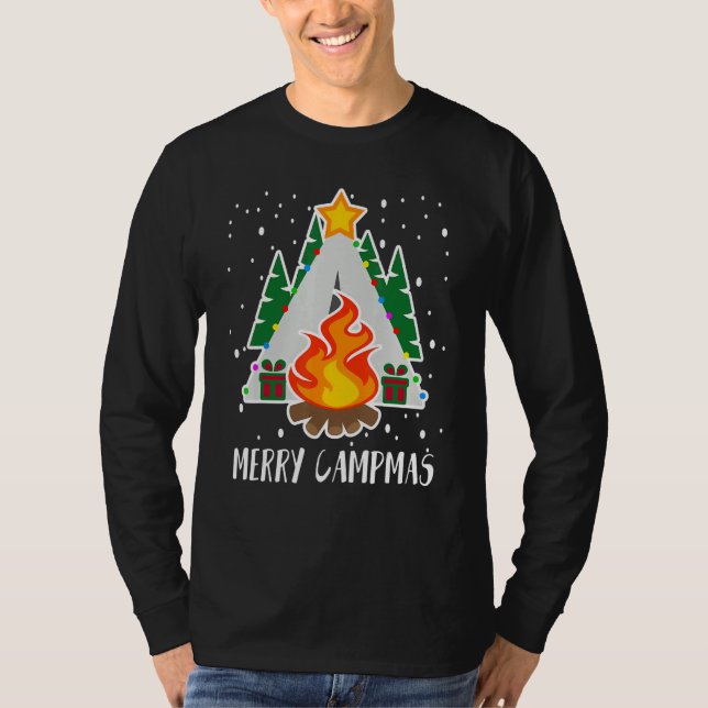 Graphic Campfire Xmas Lights  Camping Christmas Tr T Shirt (Framsida)