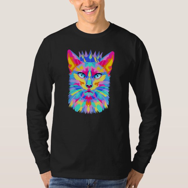 Graphic cat retro for cat  cat mother  Cat Crown T Shirt (Framsida)