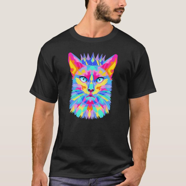 Graphic cat retro for cat  cat mother  Cat Crown T Shirt (Framsida)