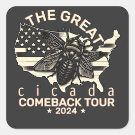 Graphic Cicada Comeback Tour 2024 Design Fyrkantigt Klistermärke