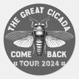 Graphic Cicada Comeback Tour 2024 Design Runt Klistermärke