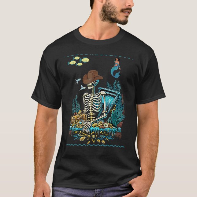 Graphic Coola Skeleton Pirat Sjöjungfru T Shirt (Framsida)