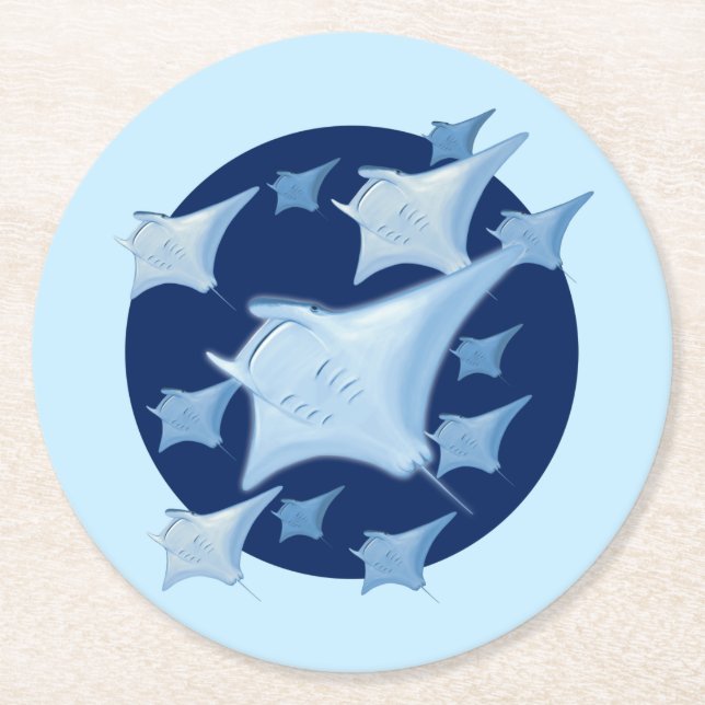 Graphic Design Manta Ray Älskare Underlägg Papper Rund (Framsidan)