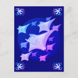 Graphic Design Manta Ray Älskare Vykort