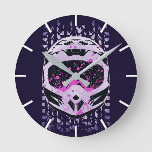 Graphic Dirt Bike Helmet Rund Klocka