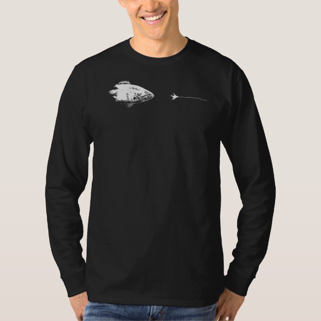 Graphic Fly Fishing Hook Line  Fish Smallmouth Bas T Shirt (Framsida)