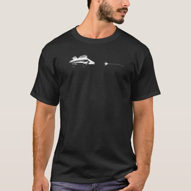 Graphic Fly Fishing Hook Line  Fish Walleye  1 T Shirt (Framsida)