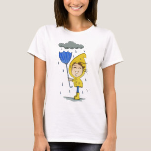 Graphic för Cute Girl Rainy Windy Day T Shirt