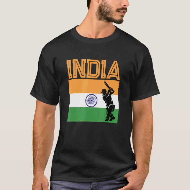 Graphic för Indiska Flagga Proud Indian Cricket Pl T Shirt (Framsida)