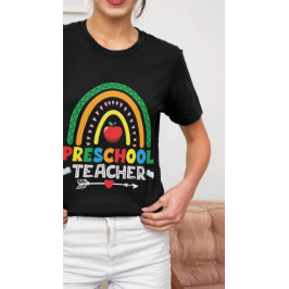 Graphic för Regnbåge och Apple Preschool Teacher T Shirt