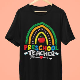 Graphic för Regnbåge och Apple Preschool Teacher T Shirt